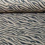 Toile canevas Jacquard Tanzani Zèbre Taupe Bleu pétrole Toile canevas Jacquard Tanzani Zèbre Taupe Bleu pétrole