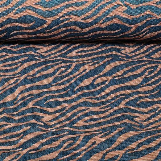 Toile canevas Jacquard Tanzani Zèbre Bleu pétrole Orange Toile canevas Jacquard Tanzani Zèbre Bleu pétrole Orange