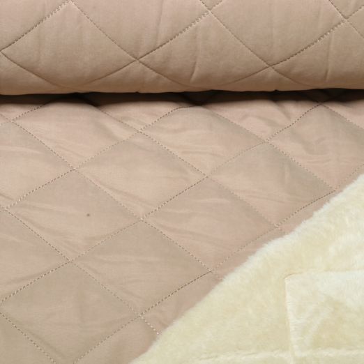 Gesteppter Stoff - Teddyfell Karo Uni Beige Wasserabweisend Gesteppter Stoff - Teddyfell Karo Uni Beige Wasserabweisend