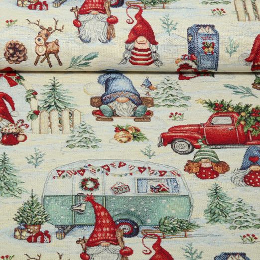 Gobelin - Xmas Wichtelcamping Beige Multicolor Gobelin - Xmas Wichtelcamping Beige Multicolor