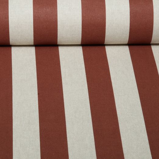 Toile canevas - Motif rayé façon lin, Beige Rouille Toile canevas - Motif rayé façon lin, Beige Rouille