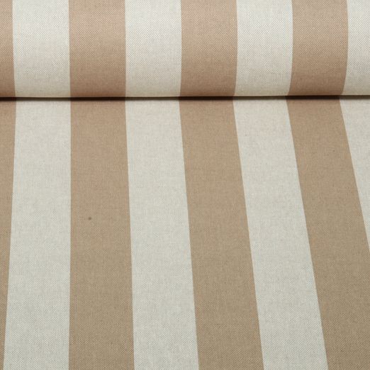 Toile canevas - Motif rayures à l'aspect lin, Beige Sable