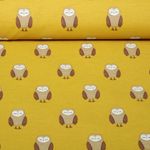 Toile canevas - Effet lin, chouettes, jaune ocre Toile canevas - Effet lin, chouettes, jaune ocre