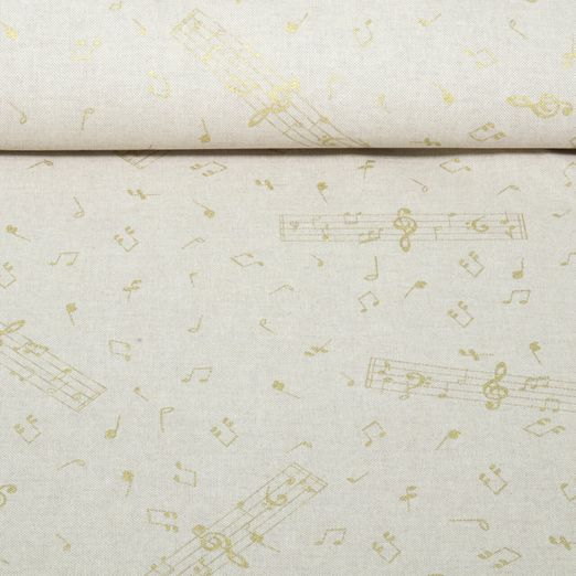 Toile canevas - Effet lin X-Mas Notes Doré Beige Toile canevas - Effet lin X-Mas Notes Doré Beige