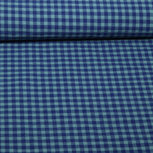 Seersucker - Karo Marine Hellblau Seersucker - Karo Marine Hellblau