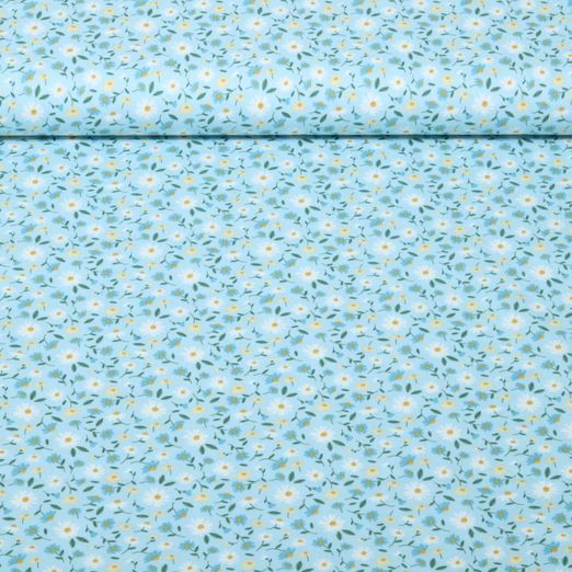 Popeline de coton - Petites fleurs Bleu clair Popeline de coton - Petites fleurs Bleu clair
