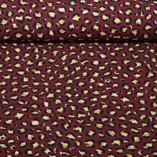 Toile canevas - Effet lin Léopard Bordeaux