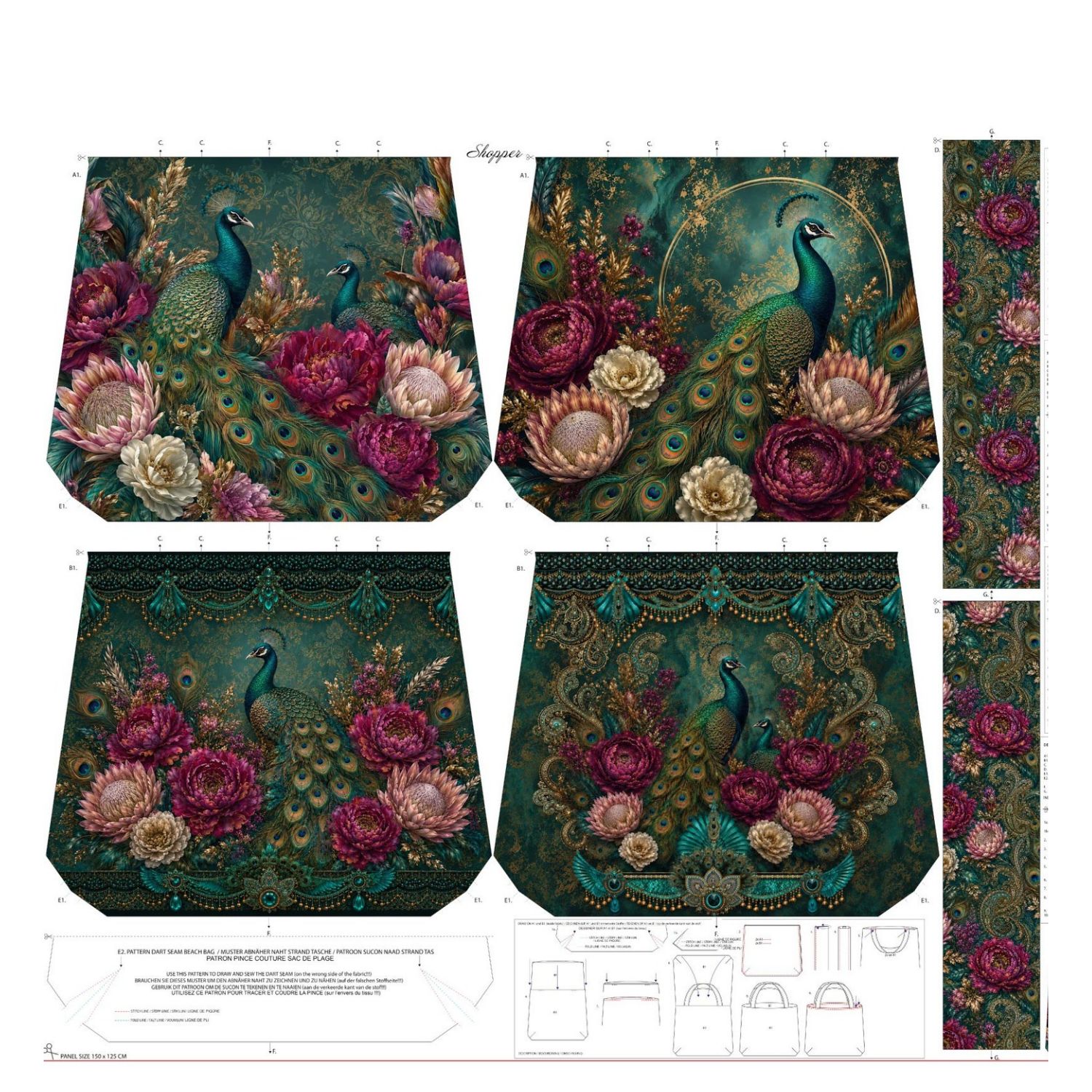Canvas Taschen Panel - Stenzo Digital Wendetasche Pfauen Multicolor-1 Canvas Taschen Panel - Stenzo Digital Wendetasche Pfauen Multicolor-1