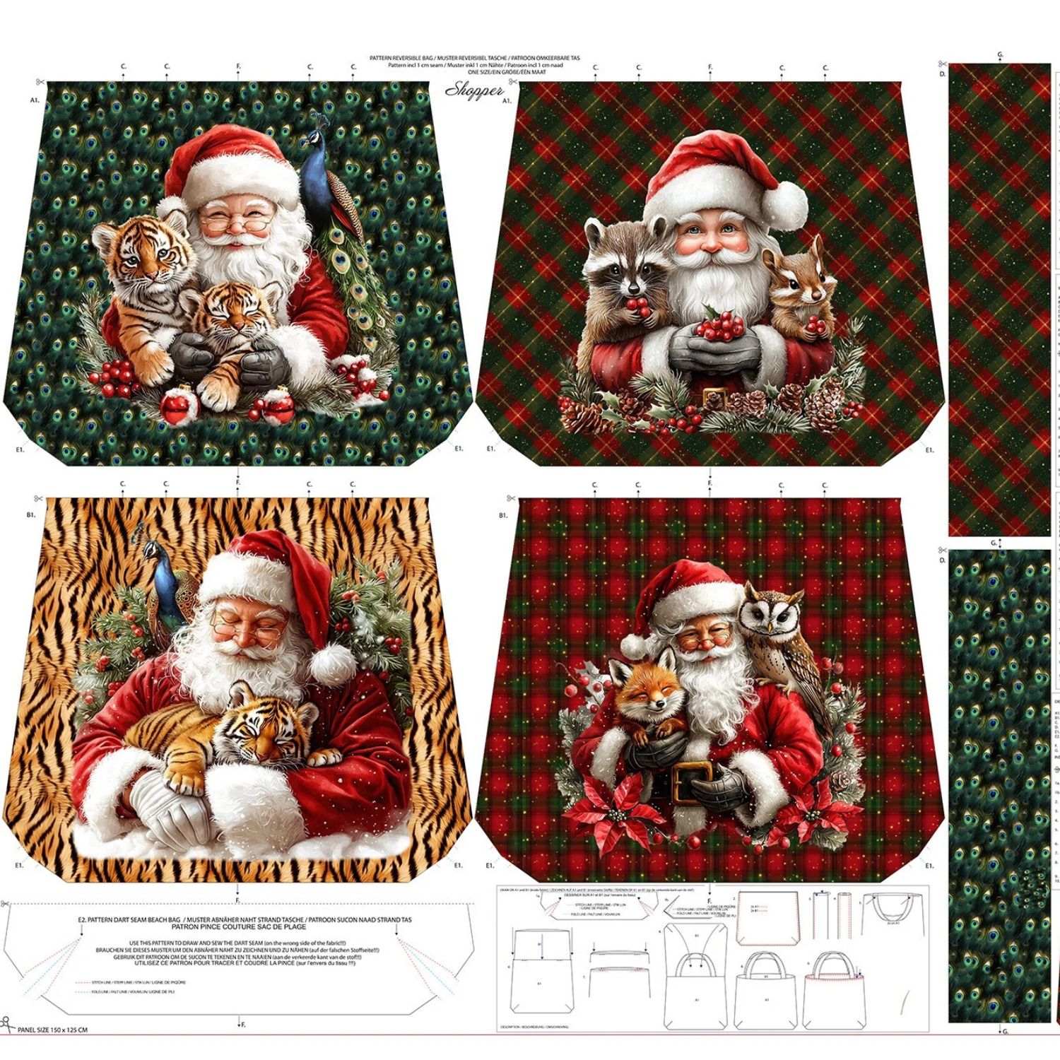 Canvas Taschen Panel - Stenzo Digital Wendetasche Xmas Santa Multicolor-1 Canvas Taschen Panel - Stenzo Digital Wendetasche Xmas Santa Multicolor-1