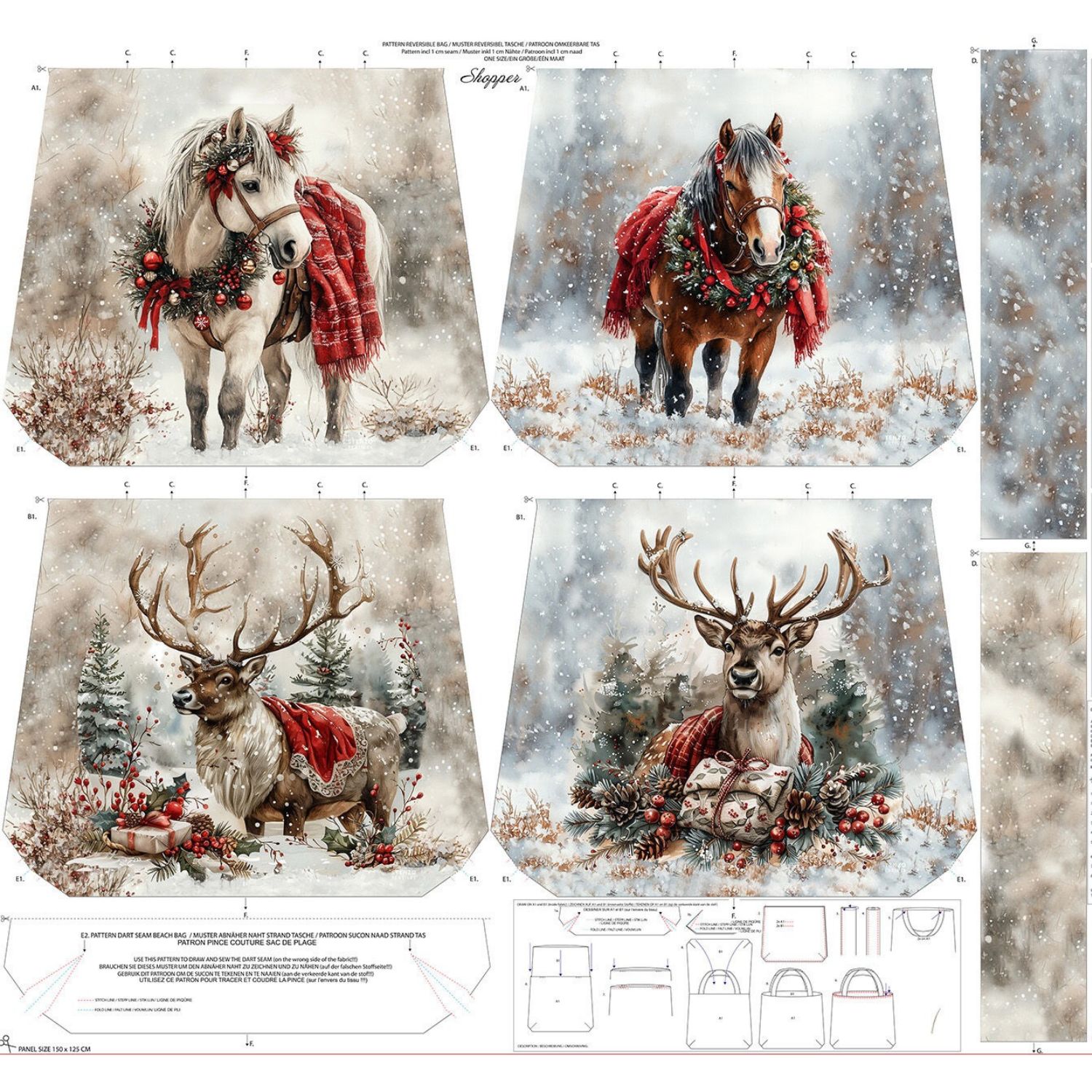 Canvas Taschen Panel - Stenzo Digital Wendetasche Xmas Tiere Multicolor-1 Canvas Taschen Panel - Stenzo Digital Wendetasche Xmas Tiere Multicolor-1