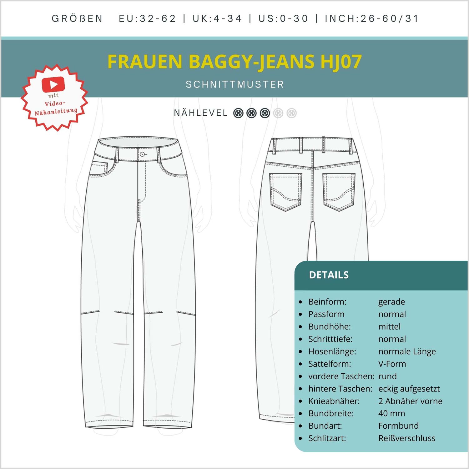 Hose - Baggy Jeans - Schnittmuster eBook-4 Hose - Baggy Jeans - Schnittmuster eBook-4