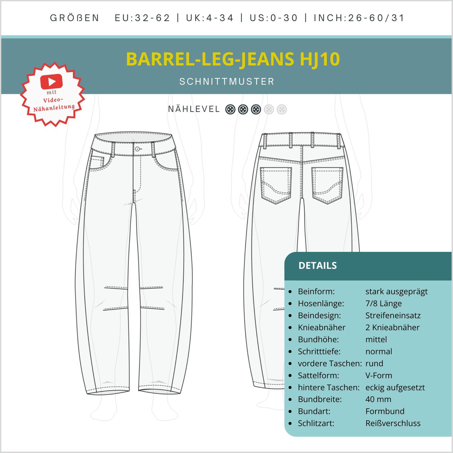 7/8 Jeans - Barrelleg - Schnittmuster eBook-4 7/8 Jeans - Barrelleg - Schnittmuster eBook-4