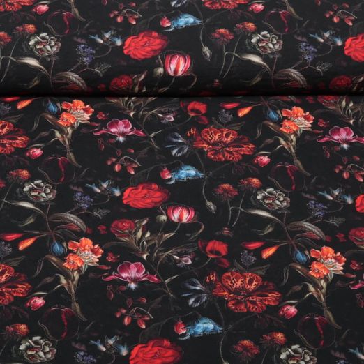 Gabadine en viscose - Motif floral Stenzo Noir Gabadine en viscose - Motif floral Stenzo Noir