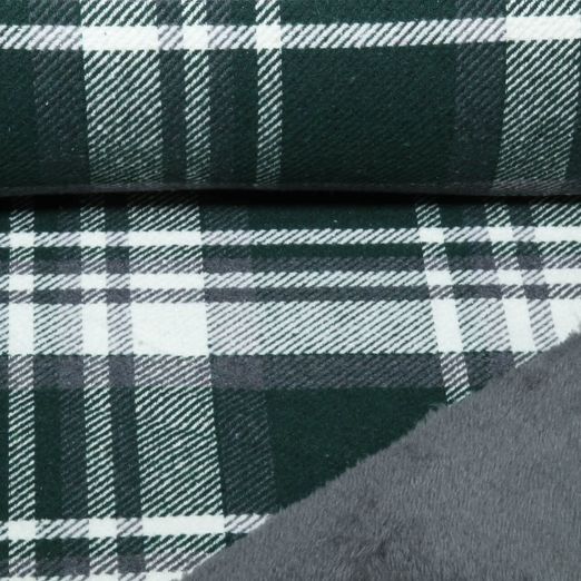 Mantelstoff - Tweed Karo mit Fellabseite Grün Mantelstoff - Tweed Karo mit Fellabseite Grün
