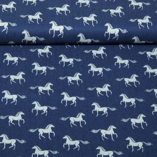 Jeans stretch « Chevaux », bleu marine