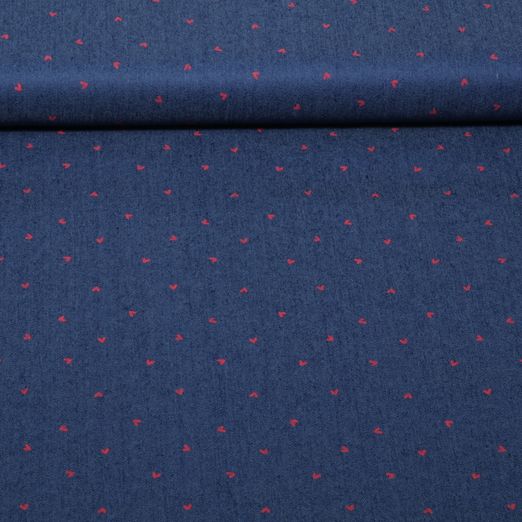 Jeans - Mini-jupe stretch à petits cœurs, bleu marine Jeans - Mini-jupe stretch à petits cœurs, bleu marine