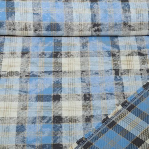 Flanell - B-Trendy Doubleface Karo Hellblau Flanell - B-Trendy Doubleface Karo Hellblau