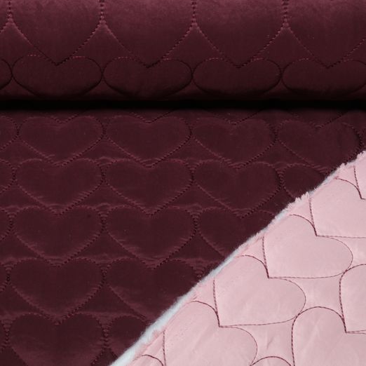 Steppstoff - B-Trendy Wasserdicht Herzen Bordeaux Steppstoff - B-Trendy Wasserdicht Herzen Bordeaux