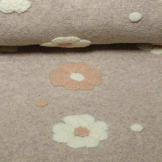 Mantelstoff - B-Trendy 3D-Blumen Sand Mantelstoff - B-Trendy 3D-Blumen Sand