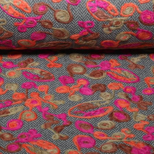 Wollstoff - B-Trendy Retro Blumen Wollstoff - B-Trendy Retro Blumen