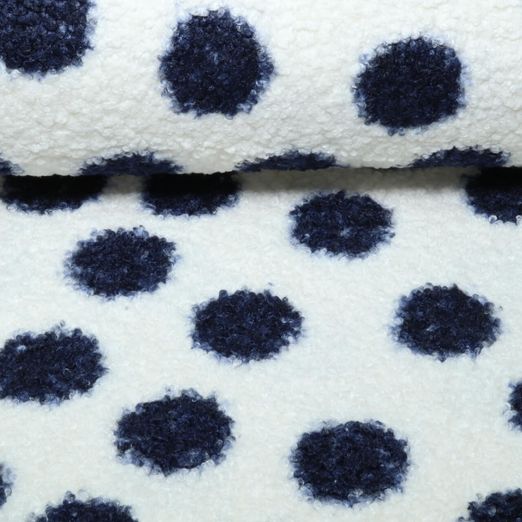 Tissu pour peluche - B-Trendy Gros pois Bleu foncé