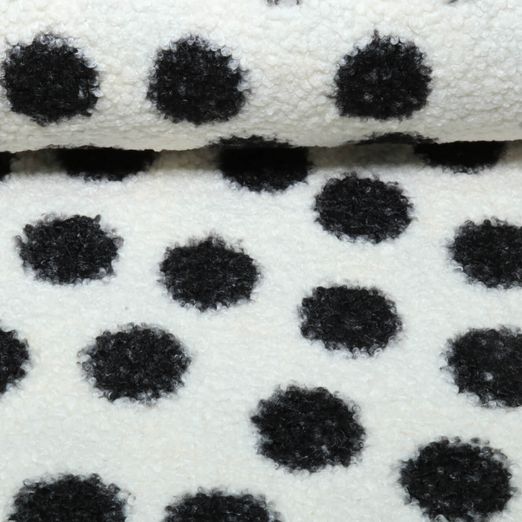 Tissu pour peluche - B-Trendy Grands pois noirs