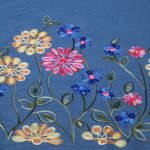 Jeans - B-Trendy Bordüre Stickerei Aqua Blüten Blau Jeans - B-Trendy Bordüre Stickerei Aqua Blüten Blau