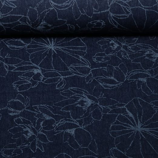 Jeans - B-Trendy Jacquard à fleurs Bleu marine Jeans - B-Trendy Jacquard à fleurs Bleu marine