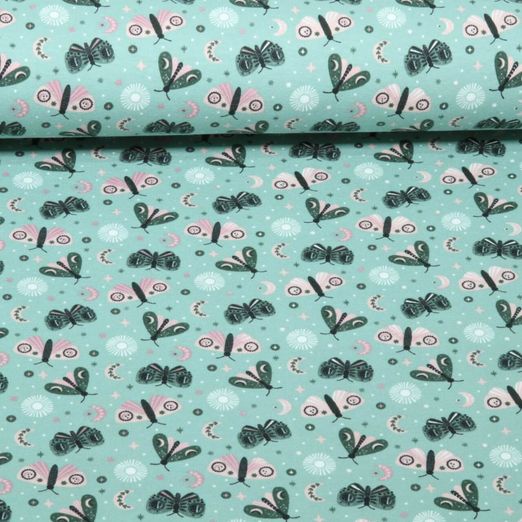 Jersey - Petits papillons, Vert menthe foncé Jersey - Petits papillons, Vert menthe foncé