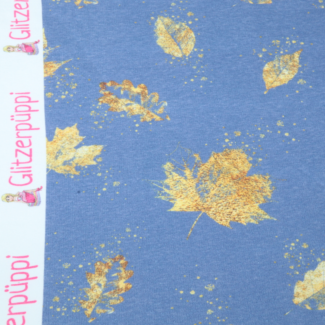 Jogging - Glitzerpüppi Digital Herbstblätter Jeansblau-1 Jogging - Glitzerpüppi Digital Herbstblätter Jeansblau-1