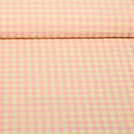Seersucker - Carreaux XL Rose et Jaune Seersucker - Carreaux XL Rose et Jaune