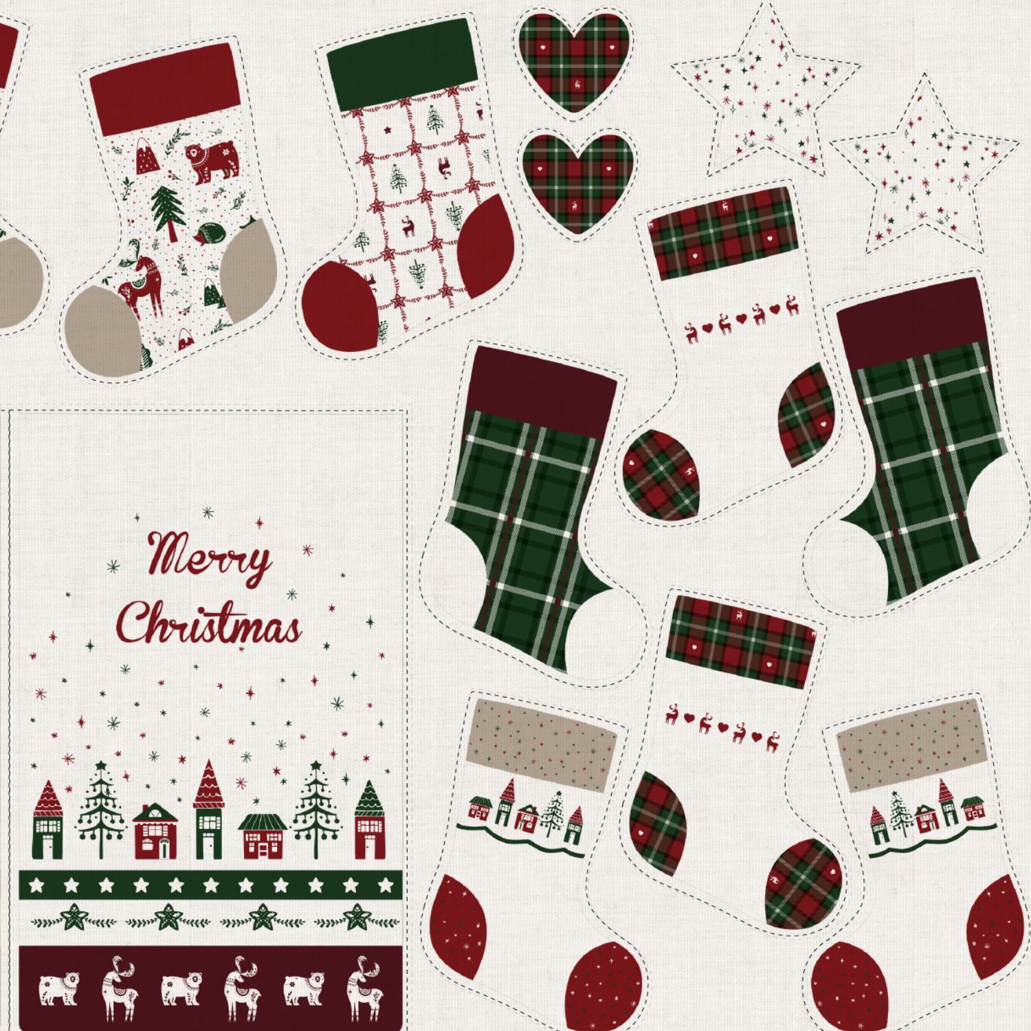 Canvas Panel - X-Mas Tasche & Stiefel Leinenoptik Beige-0 Canvas Panel - X-Mas Tasche & Stiefel Leinenoptik Beige-0