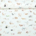Flanelle de coton - Motifs animaux ABC en impression numérique, Ecru Flanelle de coton - Motifs animaux ABC en impression numérique, Ecru
