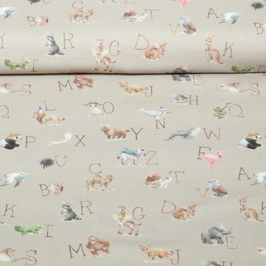 Flanelle de coton - Impression numérique « ABC des animaux » et « Sable » Flanelle de coton - Impression numérique « ABC des animaux » et « Sable »