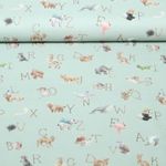 Flanelle de coton - Motifs animaux ABC en impression numérique, couleur Vert menthe Flanelle de coton - Motifs animaux ABC en impression numérique, couleur Vert menthe