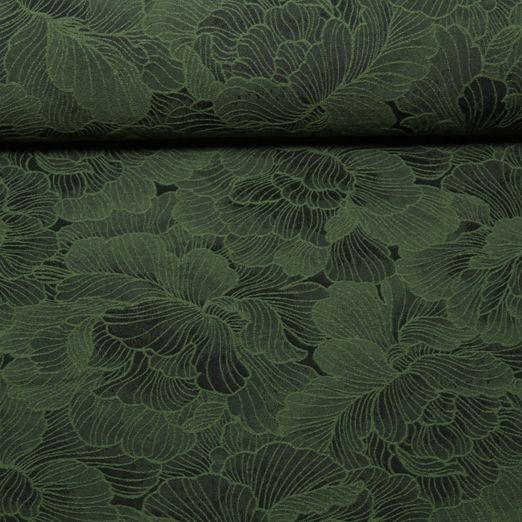 Modestoff - Jacquard-Polyester Blumen Grün Modestoff - Jacquard-Polyester Blumen Grün