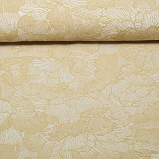 Modestoff - Jacquard-Polyester Blumen Beige