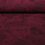 Modestoff - Jacquard-Polyester Blumen Weinrot