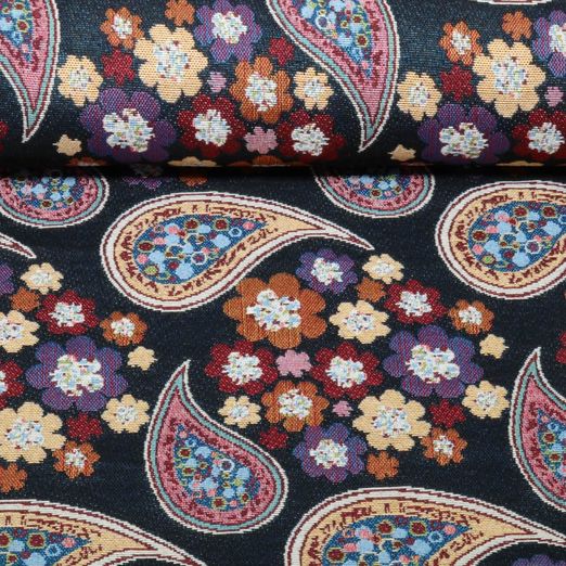 Gobelin - Fleurs paisley noir multicolore Gobelin - Fleurs paisley noir multicolore