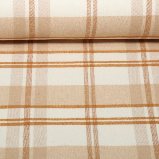 Mantelstoff - Karo Beige Hellbraun