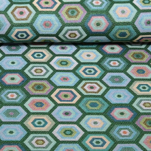 Gobelin - Hexagon Grün Multicolor Gobelin - Hexagon Grün Multicolor