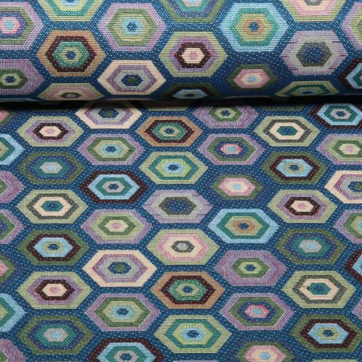 Gobelin- Hexagon Petrol Multicolor