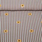 Popeline de coton - Rayures, paillettes, fleurs, Marron