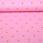 Baumwoll-Musselin - Double Gauze Herzen Orange Bestickt Rosa