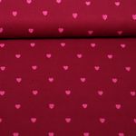 Baumwoll-Musselin - Double Gauze Herzen Pink Bestickt Weinrot