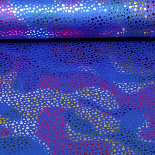 Faschingsjersey - Foil Punkte Royalblau Multicolor Faschingsjersey - Foil Punkte Royalblau Multicolor