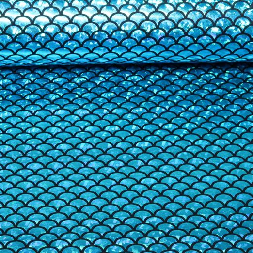 Faschingsjersey - Foil Schuppen Schwarz Türkis Faschingsjersey - Foil Schuppen Schwarz Türkis