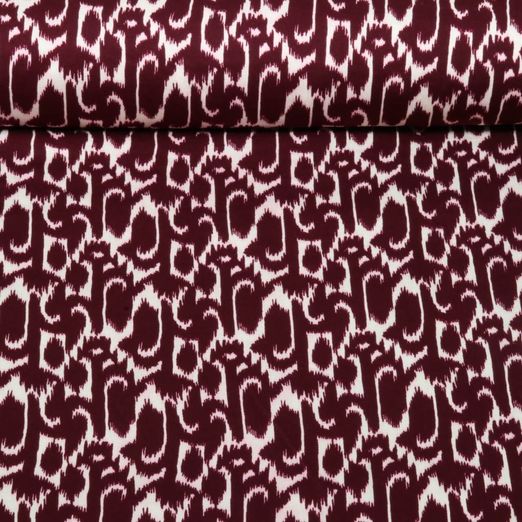 Satin de viscose - Ethno Blanc Bordeaux