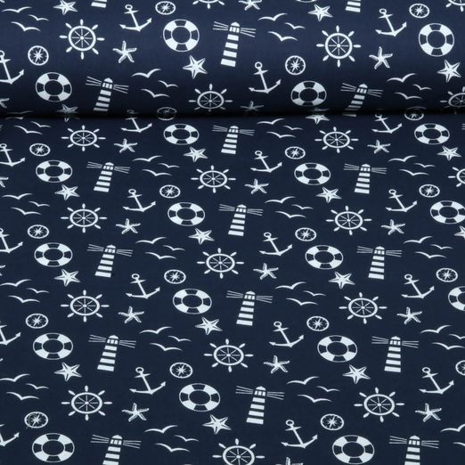 Baumwoll-Popeline - Nautik Navy Baumwoll-Popeline - Nautik Navy