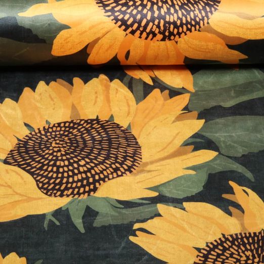 Samt - Digital Große Sonnenblumen Grün
